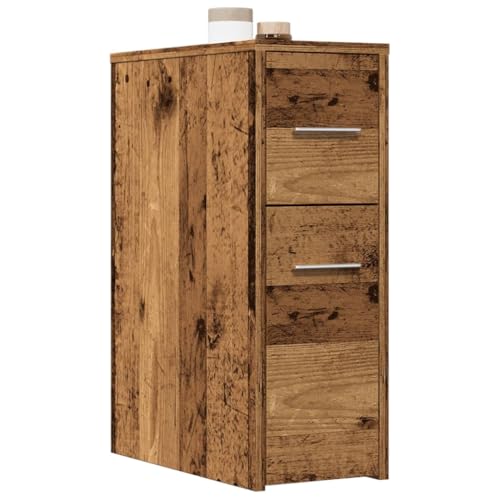 Qnhdfrt Schmaler Badschrank mit Rollen Altholz-Optik Holzwerkstoff 22x44x61.5cm Stauraum Organizer für Badezimmer Küche Wohnzimmer von Qnhdfrt