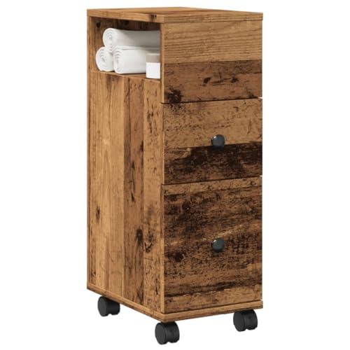 Qnhdfrt Schmaler Badschrank mit Rollen Altholz-Optik Holzwerkstoff 23x33x65cm Praktischer Aufbewahrungsschrank für Badezimmer Küche Wohnbereich Qnhdfrt Schmaler Badschrank mit Rollen Altholz-Optik Holzwerkstoff 23x33x65cm Praktischer Aufbewahrungsschrank für Badezimmer Küche Wohnbereich von Qnhdfrt