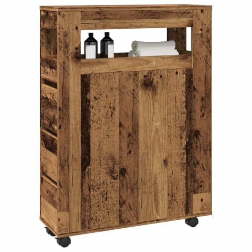 Qnhdfrt Schmaler Badschrank mit Rollen Altholz-Optik aus Holzwerkstoff Mobiler Aufbewahrungsschrank für Badezimmer Küche und Wohnzimmer Praktische Lagerlösung 65x23x90cm Qnhdfrt Schmaler Badschrank mit Rollen Altholz-Optik aus Holzwerkstoff Mobiler Aufbewahrungsschrank für Badezimmer Küche und Wohnzimmer Praktische Lagerlösung 65x23x90cm von Qnhdfrt