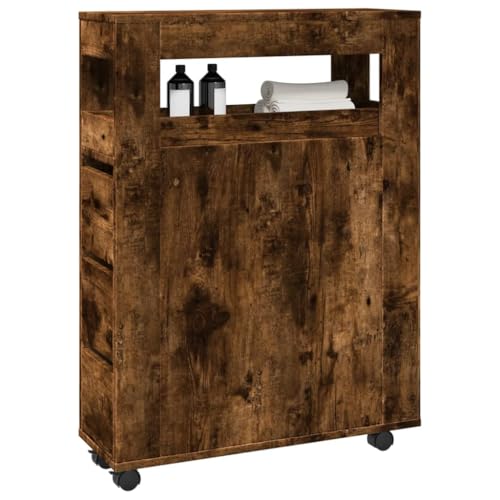 Qnhdfrt Schmaler Badschrank mit Rollen in Räuchereiche aus Holzwerkstoff 65x23x90cm – Vielseitiger Aufbewahrungsschrank für Badezimmer Küche Wohnzimmer Qnhdfrt Schmaler Badschrank mit Rollen in Räuchereiche aus Holzwerkstoff 65x23x90cm – Vielseitiger Aufbewahrungsschrank für Badezimmer Küche Wohnzimmer von Qnhdfrt