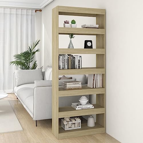 Qnhdfrt Schmaler Bücherregal Raumteiler Sonoma-Eiche Holzwerkstoff 80x30x198 cm Elegantes Design Robust und Stabil für Wohnzimmer Flur als Vielseitiges Regal Qnhdfrt Schmaler Bücherregal Raumteiler Sonoma-Eiche Holzwerkstoff 80x30x198 cm Elegantes Design Robust und Stabil für Wohnzimmer Flur als Vielseitiges Regal von Qnhdfrt