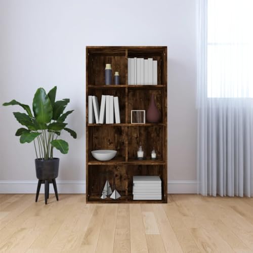 Qnhdfrt Schmaler Bücherregal Sideboard Schrank Räuchereiche Holzwerkstoff 66x30x130 cm mit 8 Fächern Stauraum für Wohnzimmer von Qnhdfrt
