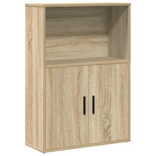 Qnhdfrt Schmaler Bücherregal mit Türen Sonoma-Eiche Holzwerkstoff 60x24x85 cm – Funktionales Regal für Bücher Deko und Aufbewahrung in Wohnzimmer Büro oder Küche von Qnhdfrt