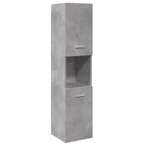 Qnhdfrt Schmaler Hängeschrank Badezimmerschrank Badschrank Klein Betongrau Holzwerkstoff 30x30x130 cm für Platzsparende Aufbewahrung von Qnhdfrt