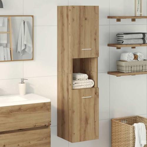 Qnhdfrt Schmaler Hängeschrank für Badezimmer Artisan-Eiche Holzwerkstoff 30x30x130 cm mit viel Stauraum und Wandmontage von Qnhdfrt
