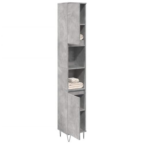 Qnhdfrt Schmaler Hochschrank Badschrank Betongrau 30x30x190 cm aus Holzwerkstoff mit Stauraum und Beinen Robust für Badezimmer WC Flur Qnhdfrt Schmaler Hochschrank Badschrank Betongrau 30x30x190 cm aus Holzwerkstoff mit Stauraum und Beinen Robust für Badezimmer WC Flur von Qnhdfrt
