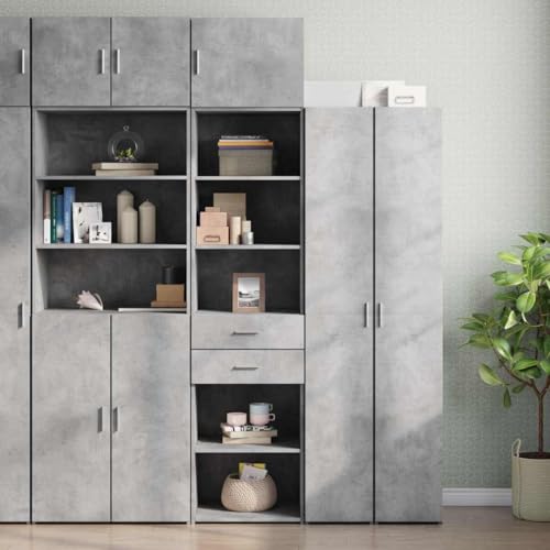 Qnhdfrt Schmaler Hochschrank Betongrau 50x42,5x225 cm Holzwerkstoff mit 6 Fächern und 2 Schubladen für Aufbewahrung in Bad Küche Wohnzimmer Schlafzimmer Büro Garage Qnhdfrt Schmaler Hochschrank Betongrau 50x42,5x225 cm Holzwerkstoff mit 6 Fächern und 2 Schubladen für Aufbewahrung in Bad Küche Wohnzimmer Schlafzimmer Büro Garage von Qnhdfrt