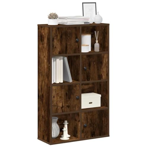 Qnhdfrt Schmaler Hochschrank Bücherregal Vitrinenschrank Räuchereiche Holzwerkstoff 60x24x101,5 cm Regalschrank mit Tür für Wohnzimmer Aufbewahrung von Qnhdfrt