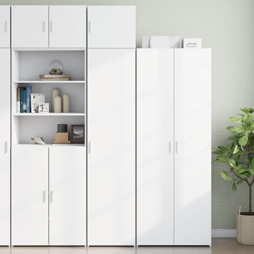 Qnhdfrt Schmaler Hochschrank Weiß Holzwerkstoff 45x42,5x225 cm Platzsparend Aufbewahrungsschrank mit Zwei Fächern für Wohnzimmer Schlafzimmer Badezimmer Küche von Qnhdfrt