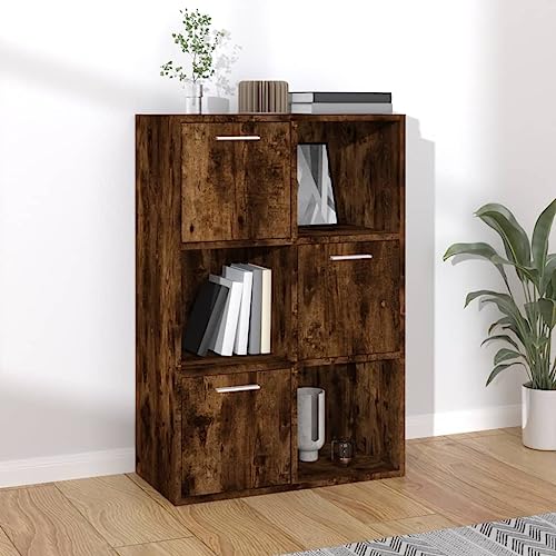 Qnhdfrt Schmaler Lagerschrank Räuchereiche aus Holzwerkstoff 60x29,5x90 cm mit 3 Fächern und Türen für Wohnzimmer Aufbewahrung Dekoration von Qnhdfrt