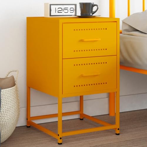 Qnhdfrt Schmaler Nachttisch Beistelltisch Senfgelb Stahl 36x39x60,5 cm Industrie Design Robust mit viel Stauraum Multifunktional für Schlafzimmer Wohnzimmer Büro von Qnhdfrt
