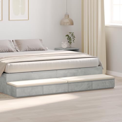 Qnhdfrt Schmaler Nachttisch Betongrau 200x36,5x16,5 cm mit 4 Schubladen aus MDF, Moderner Beistelltisch für Schlafzimmer mit Stauraum und Minimalistischem Design Qnhdfrt Schmaler Nachttisch Betongrau 200x36,5x16,5 cm mit 4 Schubladen aus MDF, Moderner Beistelltisch für Schlafzimmer mit Stauraum und Minimalistischem Design von Qnhdfrt
