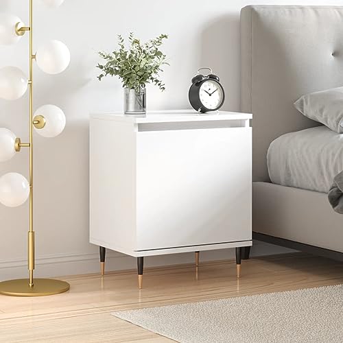 Qnhdfrt Schmaler Nachttisch Hochglanz-Weiß 40x30x50 cm Holzwerkstoff mit Stauraum Elegantes Design für Schlafzimmer Kleiner Beistelltisch von Qnhdfrt