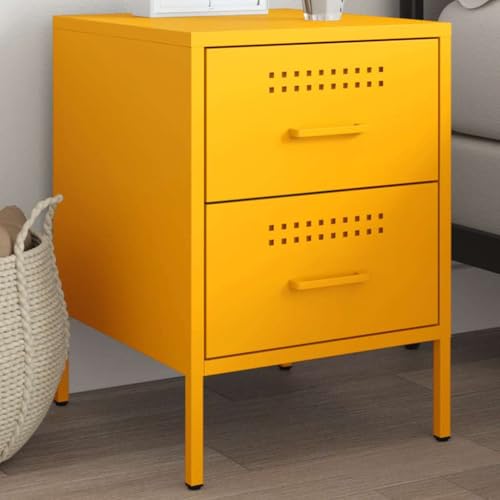 Qnhdfrt Schmaler Nachttisch Kleiner Beistelltisch Industriestil Senfgelb Stahl 36x39x50,5 cm mit 2 Schubladen Robust Langlebig für Schlafzimmer Wohnzimmer Büro Qnhdfrt Schmaler Nachttisch Kleiner Beistelltisch Industriestil Senfgelb Stahl 36x39x50,5 cm mit 2 Schubladen Robust Langlebig für Schlafzimmer Wohnzimmer Büro von Qnhdfrt