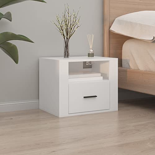 Qnhdfrt Schmaler Wand-Nachttisch Weiß 50x36x40 cm mit Stauraum Elegantes Design für Schlafzimmer aus Holzwerkstoff von Qnhdfrt