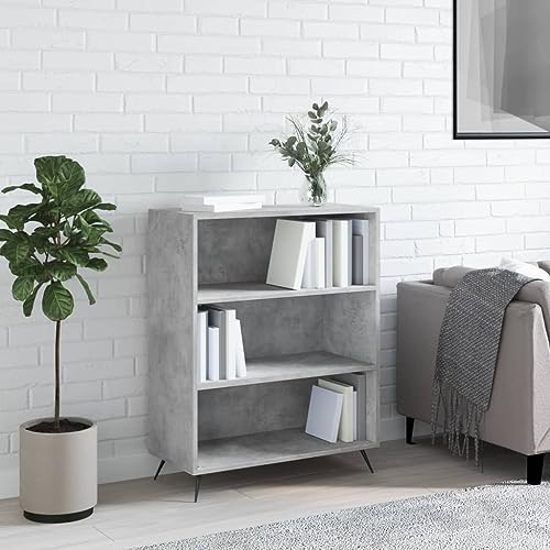 Qnhdfrt Schmales Bücherregal Betongrau 69,5x32,5x90 cm aus Holzwerkstoff mit Metallfüßen, Stabiles Stehregal mit 3 Fächern für Bücher und Deko im Wohnzimmer, Büro oder Abstellraum Qnhdfrt Schmales Bücherregal Betongrau 69,5x32,5x90 cm aus Holzwerkstoff mit Metallfüßen, Stabiles Stehregal mit 3 Fächern für Bücher und Deko im Wohnzimmer, Büro oder Abstellraum von Qnhdfrt