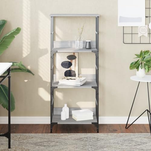 Qnhdfrt Schmales Bücherregal Grau Sonoma 50x33x117,5 cm aus Holzwerkstoff und Stahl mit 3 Fächern Industrie-Design für Wohnzimmer Büro Dekoration Qnhdfrt Schmales Bücherregal Grau Sonoma 50x33x117,5 cm aus Holzwerkstoff und Stahl mit 3 Fächern Industrie-Design für Wohnzimmer Büro Dekoration von Qnhdfrt