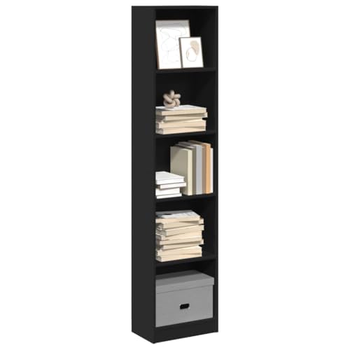 Qnhdfrt Schmales Bücherregal Schwarz 40x24x176 cm Holzwerkstoff Hochschrank mit offenen Fächern Stauraum Lösung für Wohnzimmer Büro Qnhdfrt Schmales Bücherregal Schwarz 40x24x176 cm Holzwerkstoff Hochschrank mit offenen Fächern Stauraum Lösung für Wohnzimmer Büro von Qnhdfrt