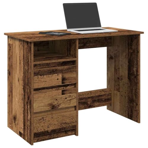 Qnhdfrt Schreibtisch Altholz-Optik Holzwerkstoff 102x50x75 cm Robust Geräumig mit Großer Arbeitsfläche für Büro Homeoffice und Wohnbereich von Qnhdfrt