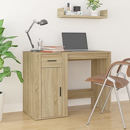Qnhdfrt Schreibtisch Computertisch 100x49x75cm Sonoma-Eiche Holzwerkstoff mit Schublade und Schrank für Homeoffice Büro Qnhdfrt Schreibtisch Computertisch 100x49x75cm Sonoma-Eiche Holzwerkstoff mit Schublade und Schrank für Homeoffice Büro von Qnhdfrt
