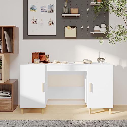 Qnhdfrt Schreibtisch Computertisch Weiß 140x50x75 cm Holzwerkstoff mit Stauraum Robustes Design für Büro und Zuhause von Qnhdfrt