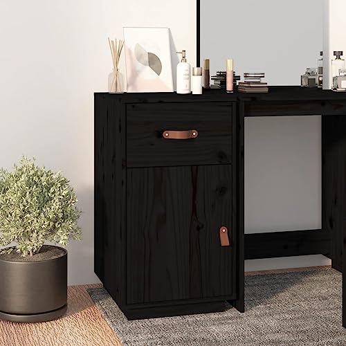 Qnhdfrt Schreibtisch-Schrank Schwarz Massivholz Kiefer 40x50x75 cm Stauraum mit Schublade und Fächern Organizer für Haushalt Büro Qnhdfrt Schreibtisch-Schrank Schwarz Massivholz Kiefer 40x50x75 cm Stauraum mit Schublade und Fächern Organizer für Haushalt Büro von Qnhdfrt