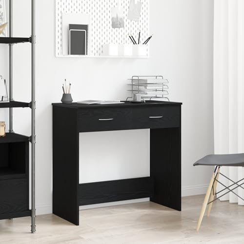 Qnhdfrt Schreibtisch Schwarz Eiche MDF 80x40x75 cm mit 2 Schubladen Schlankes Design Robuste Bauweise für Homeoffice Büro und Jugendzimmer Qnhdfrt Schreibtisch Schwarz Eiche MDF 80x40x75 cm mit 2 Schubladen Schlankes Design Robuste Bauweise für Homeoffice Büro und Jugendzimmer von Qnhdfrt
