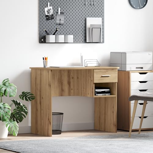 Qnhdfrt Schreibtisch mit Schublade und Regal Eichenoptik Braun Rechteckig 90x49,5x75 cm Kompakter Robuster Desk für Homeoffice Studium und Schlafzimmer Qnhdfrt Schreibtisch mit Schublade und Regal Eichenoptik Braun Rechteckig 90x49,5x75 cm Kompakter Robuster Desk für Homeoffice Studium und Schlafzimmer von Qnhdfrt