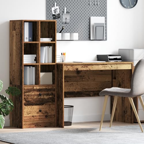 Qnhdfrt Schreibtisch mit Stauraum Alte Holzoptik Holzwerkstoff Braun Rechteckig für Homeoffice Büro Wohnzimmer Qnhdfrt Schreibtisch mit Stauraum Alte Holzoptik Holzwerkstoff Braun Rechteckig für Homeoffice Büro Wohnzimmer von Qnhdfrt