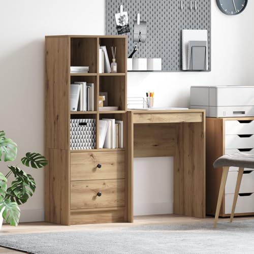 Qnhdfrt Schreibtisch mit Stauraum Artisan Eiche Holzwerkstoff Kompakt Büro Schreibtisch mit Regalen und Schubladen Braun Rechteckig für Heimbüro und kleine Räume Qnhdfrt Schreibtisch mit Stauraum Artisan Eiche Holzwerkstoff Kompakt Büro Schreibtisch mit Regalen und Schubladen Braun Rechteckig für Heimbüro und kleine Räume von Qnhdfrt