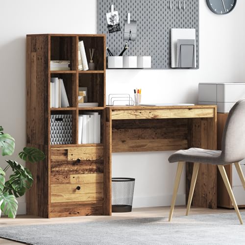Qnhdfrt Schreibtisch mit Stauraum Braun Rechteckig Holzwerkstoff Matt Oberfläche Alter Holzoptik Robust Kratzfest für Home Office Wohnzimmer Schlafzimmer Qnhdfrt Schreibtisch mit Stauraum Braun Rechteckig Holzwerkstoff Matt Oberfläche Alter Holzoptik Robust Kratzfest für Home Office Wohnzimmer Schlafzimmer von Qnhdfrt