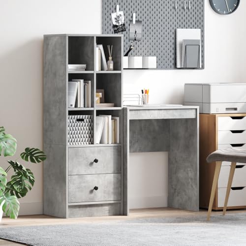 Qnhdfrt Schreibtisch mit Stauraum Grau Beton für Büro – Industrielles Design mit Schubladen und Regalen, Kompakt und Langlebig für Heimbüro oder Arbeitsplatz Qnhdfrt Schreibtisch mit Stauraum Grau Beton für Büro – Industrielles Design mit Schubladen und Regalen, Kompakt und Langlebig für Heimbüro oder Arbeitsplatz von Qnhdfrt