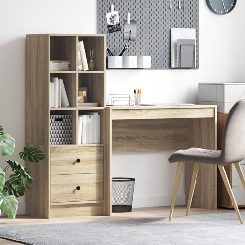 Qnhdfrt Schreibtisch mit Stauraum Sonoma Eiche Holzwerkstoff Rechteckig Beige Matt für Heimbüro Wohnzimmer Kompakt mit vielen Fächern Qnhdfrt Schreibtisch mit Stauraum Sonoma Eiche Holzwerkstoff Rechteckig Beige Matt für Heimbüro Wohnzimmer Kompakt mit vielen Fächern von Qnhdfrt