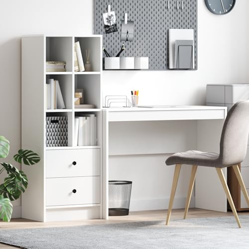 Qnhdfrt Schreibtisch mit Stauraum Weiß Holzwerkstoff 100x40 cm Kompakter Bürotisch für Heimbüro mit Schubladen und Würfelregalen Modernes Design Qnhdfrt Schreibtisch mit Stauraum Weiß Holzwerkstoff 100x40 cm Kompakter Bürotisch für Heimbüro mit Schubladen und Würfelregalen Modernes Design von Qnhdfrt