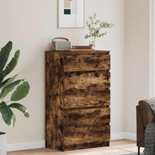 Qnhdfrt Schubladenschrank Räuchereiche 60x36x103 cm Holzwerkstoff mit 5 Schubladen Landhausstil für Flur Wohnzimmer Küche Stauraum Möbel Qnhdfrt Schubladenschrank Räuchereiche 60x36x103 cm Holzwerkstoff mit 5 Schubladen Landhausstil für Flur Wohnzimmer Küche Stauraum Möbel von Qnhdfrt