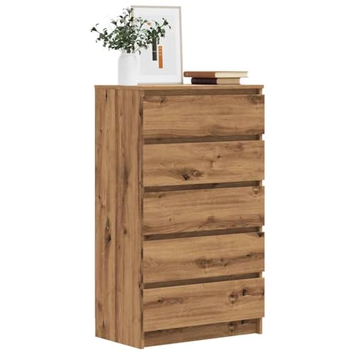 Qnhdfrt Schubladenschrank mit 5 Schubladen Sideboard Kommode Artisan-Eiche Holzwerkstoff 60x36x103 cm für Wohnzimmer Küche Flur Qnhdfrt Schubladenschrank mit 5 Schubladen Sideboard Kommode Artisan-Eiche Holzwerkstoff 60x36x103 cm für Wohnzimmer Küche Flur von Qnhdfrt
