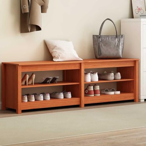 Qnhdfrt Schuhbank 160x36,5x50 cm Kiefer Massivholz wachsbraun mit 4 Regalen platzsparend modernes Design robust für Flur Eingang Wohnmobil Qnhdfrt Schuhbank 160x36,5x50 cm Kiefer Massivholz wachsbraun mit 4 Regalen platzsparend modernes Design robust für Flur Eingang Wohnmobil von Qnhdfrt