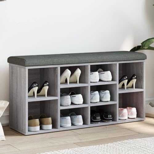 Qnhdfrt Schuhbank Grau Sonoma 102x32x50 cm mit Polsterkissen – Robuste Sitzbank mit Stauraum für Flur Wohnzimmer & Schlafzimmer aus Holzwerkstoff Qnhdfrt Schuhbank Grau Sonoma 102x32x50 cm mit Polsterkissen – Robuste Sitzbank mit Stauraum für Flur Wohnzimmer & Schlafzimmer aus Holzwerkstoff von Qnhdfrt