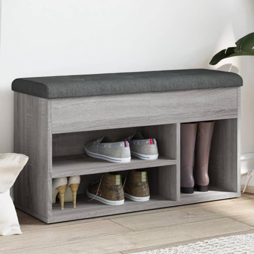 Qnhdfrt Schuhbank Grau Sonoma 82x32x45,5 cm mit gepolstertem Sitzkissen aus Holzwerkstoff Stauraum für Schuhe & Bequeme Sitzgelegenheit für Flur Wohnzimmer oder Schlafzimmer Qnhdfrt Schuhbank Grau Sonoma 82x32x45,5 cm mit gepolstertem Sitzkissen aus Holzwerkstoff Stauraum für Schuhe & Bequeme Sitzgelegenheit für Flur Wohnzimmer oder Schlafzimmer von Qnhdfrt