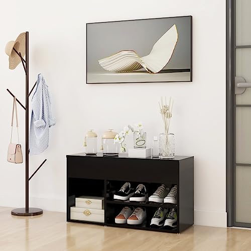 Qnhdfrt Schuhbank Schwarz 80x30x45 cm Holzwerkstoff mit Sitzfunktion und Stauraum für platzsparende Aufbewahrung im Flur und Eingangsbereich Qnhdfrt Schuhbank Schwarz 80x30x45 cm Holzwerkstoff mit Sitzfunktion und Stauraum für platzsparende Aufbewahrung im Flur und Eingangsbereich von Qnhdfrt