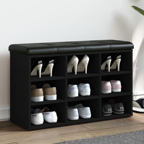 Qnhdfrt Schuhbank Schwarz 82x32x50 cm aus Holzwerkstoff mit gepolstertem Sitzkissen Stauraum für Schuhe & Bequeme Sitzgelegenheit für Flur Wohnzimmer oder Schlafzimmer Qnhdfrt Schuhbank Schwarz 82x32x50 cm aus Holzwerkstoff mit gepolstertem Sitzkissen Stauraum für Schuhe & Bequeme Sitzgelegenheit für Flur Wohnzimmer oder Schlafzimmer von Qnhdfrt