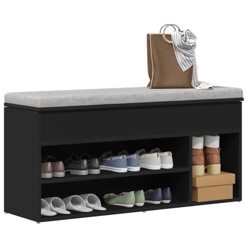 Qnhdfrt Schuhbank Schwarz Holzwerkstoff 102x30,5x45 cm mit Stauraum und Sitzfunktion für Flur Organizer Platzsparend Elegant und Robust Qnhdfrt Schuhbank Schwarz Holzwerkstoff 102x30,5x45 cm mit Stauraum und Sitzfunktion für Flur Organizer Platzsparend Elegant und Robust von Qnhdfrt
