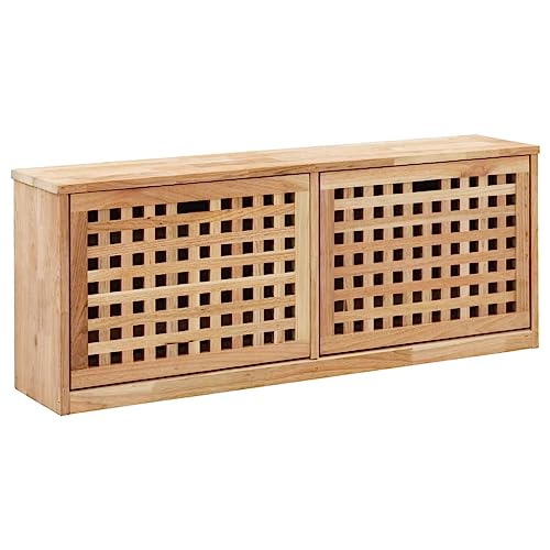 Qnhdfrt Schuhbank aus Walnuss Massivholz mit Belüftungsgitter und Sitzfläche 94x20x38 cm Natur Platzsparend für Flur oder Eingangsbereich von Qnhdfrt