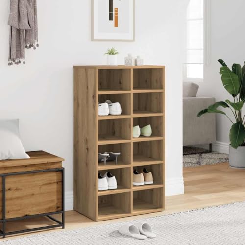 Qnhdfrt Schuhregal Artisan-Eiche Holzwerkstoff 54x34x100,5 cm mit 12 Fächern für Flur und Eingangsbereich platzsparendes Design Qnhdfrt Schuhregal Artisan-Eiche Holzwerkstoff 54x34x100,5 cm mit 12 Fächern für Flur und Eingangsbereich platzsparendes Design von Qnhdfrt