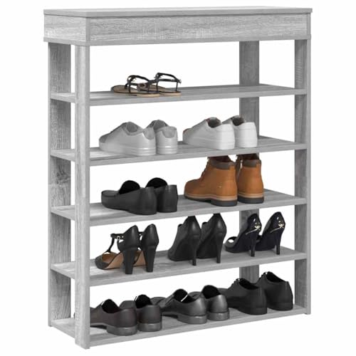 Qnhdfrt Schuhregal Grau Sonoma 80x30x98 cm Holzwerkstoff Schmal Organizer mit Stauraum Platzsparend für Flur Eingang und Kleine Räume von Qnhdfrt