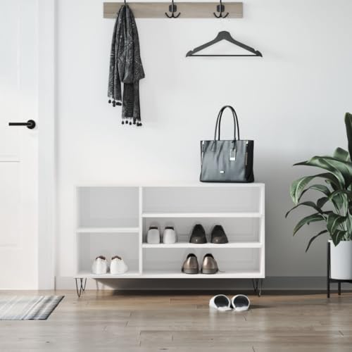 Qnhdfrt Schuhregal Hochglanz-Weiß 102x36x60 cm mit 5 Fächern und Metallbeinen für platzsparende Schuhaufbewahrung im Flurbereich – Modernes Design und Stabilität Qnhdfrt Schuhregal Hochglanz-Weiß 102x36x60 cm mit 5 Fächern und Metallbeinen für platzsparende Schuhaufbewahrung im Flurbereich – Modernes Design und Stabilität von Qnhdfrt