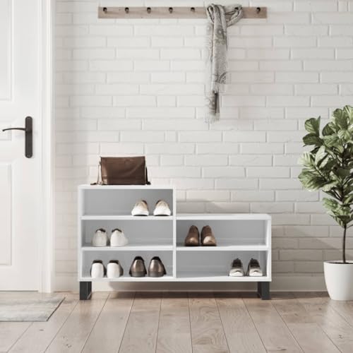 Qnhdfrt Schuhregal Hochglanz-Weiß Schmal 102x36x60 cm mit Metallbeinen Holzwerkstoff Modern Platzsparend für Flur Eingangsbereich Wohnmobil und Camping Qnhdfrt Schuhregal Hochglanz-Weiß Schmal 102x36x60 cm mit Metallbeinen Holzwerkstoff Modern Platzsparend für Flur Eingangsbereich Wohnmobil und Camping von Qnhdfrt