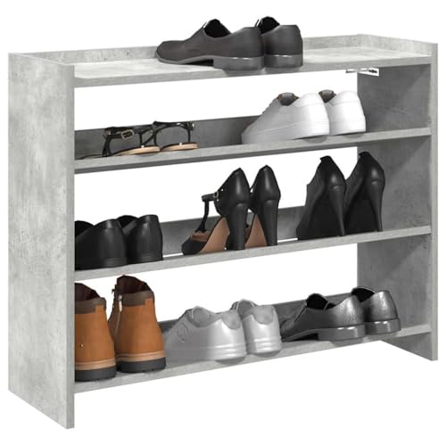Qnhdfrt Schuhregal Schmal Hoch 80x25x62 cm Betongrau Holzwerkstoff Stauraum Organizer für Flur Eingangsbereich von Qnhdfrt