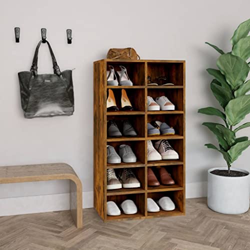 Qnhdfrt Schuhregal Schmal Hoch Räuchereiche 54x34x100,5 cm Holzwerkstoff mit 12 Fächern Platzsparend für Flur und Eingangsbereich Modernes Design Qnhdfrt Schuhregal Schmal Hoch Räuchereiche 54x34x100,5 cm Holzwerkstoff mit 12 Fächern Platzsparend für Flur und Eingangsbereich Modernes Design von Qnhdfrt