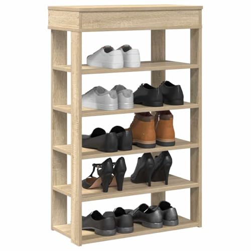 Qnhdfrt Schuhregal Schmal Hoch Sonoma-Eiche 60x30x98 cm Holzwerkstoff Platzsparend mit Praktischer Oberplatte für Flur Eingangsbereich und Kleine Räume von Qnhdfrt